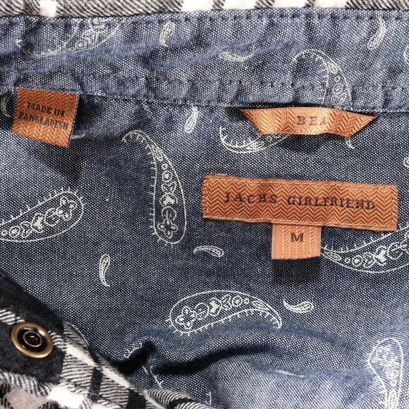 Jack's Girlfriend Womens Western Flannel Plaid Shirt M Roll Cuff Snap Front EUC - Picture 11 of 12